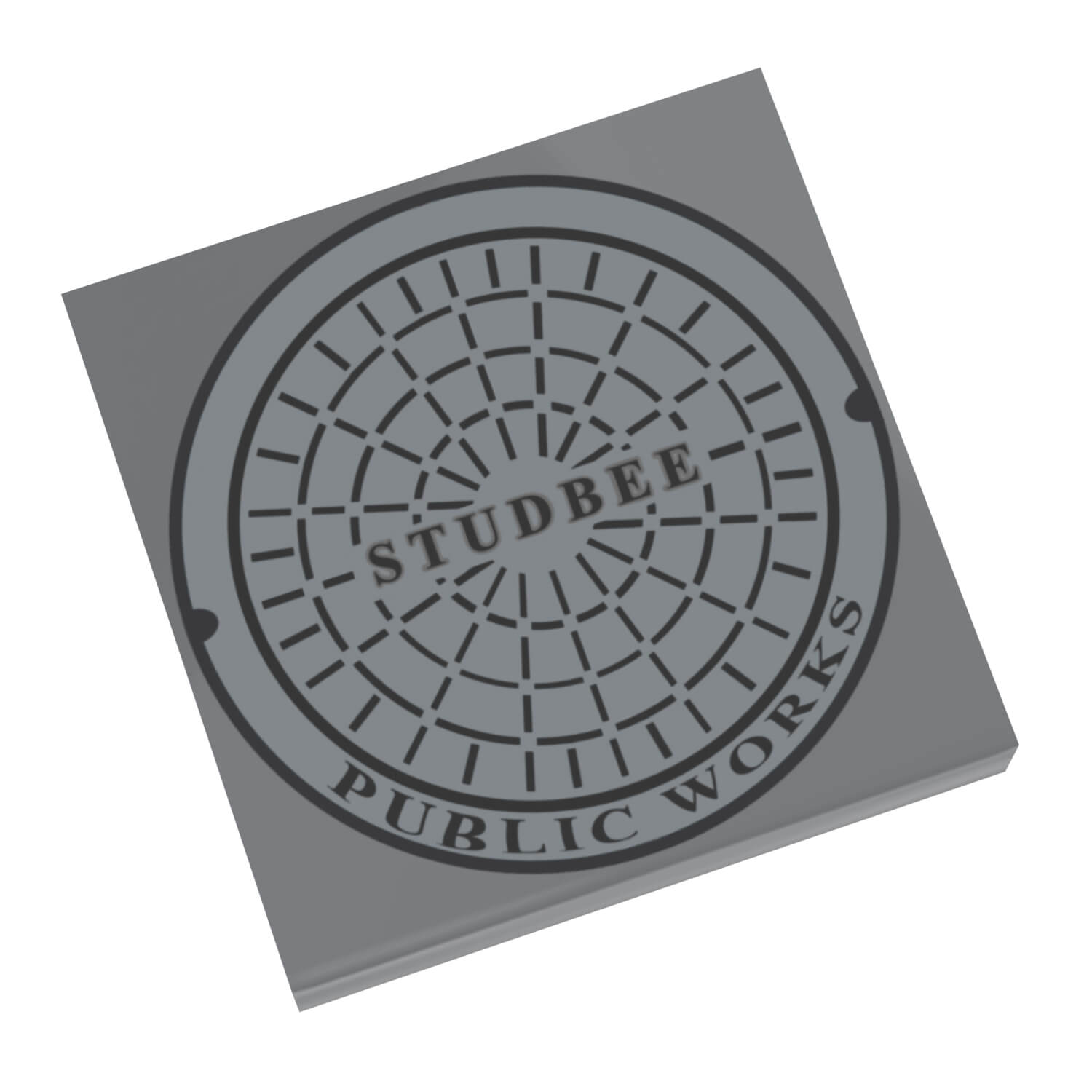 Manhole Cover (Dark Bluish Gray) - Road - SideWalk - 2x2 Tile - Custom Made Using LEGO® Parts